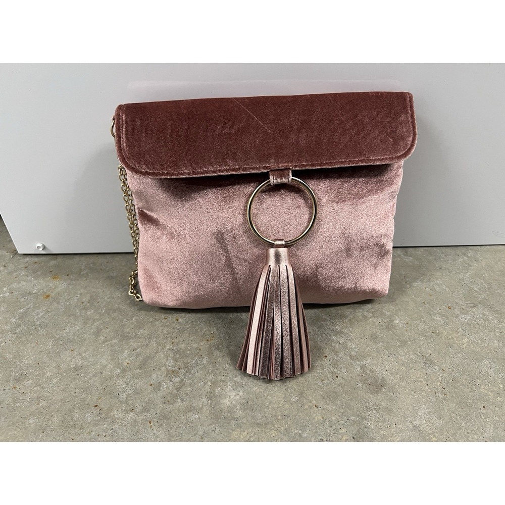 ION‎ Clutch Color Brilliance Faux Velvet Bag Wristlet with Gold Ring & Tassel